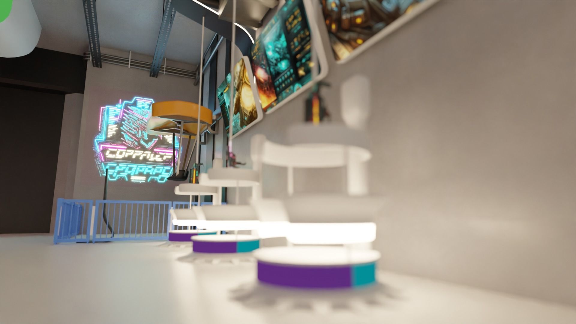 Cyberpunk Arcade Low-poly 3D model_7