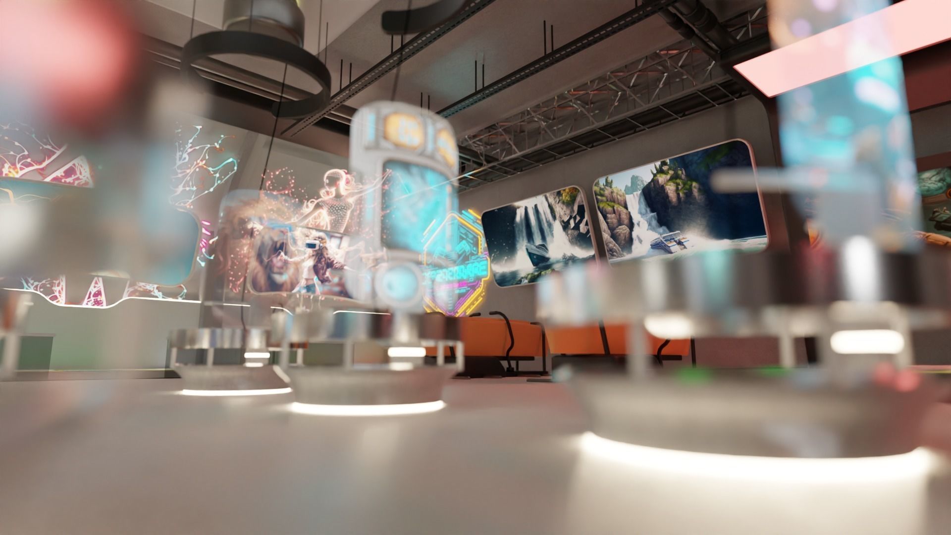 Cyberpunk Arcade Low-poly 3D model_8