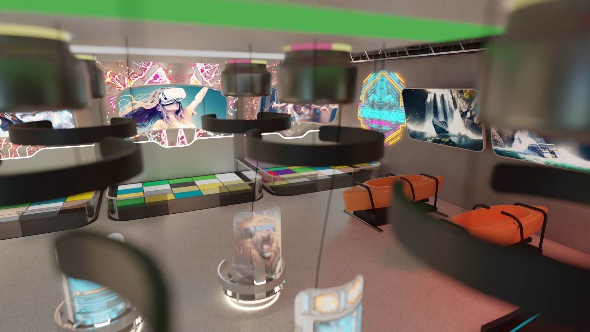 Cyberpunk Arcade Low-poly 3D model_18