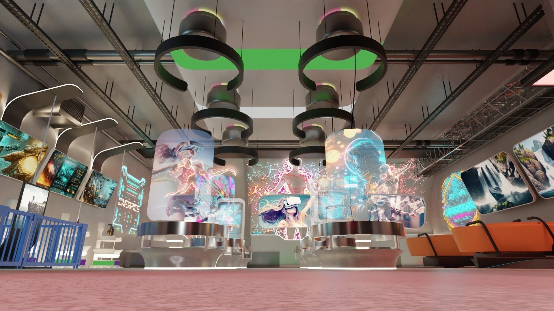 Cyberpunk Arcade Low-poly 3D model_14