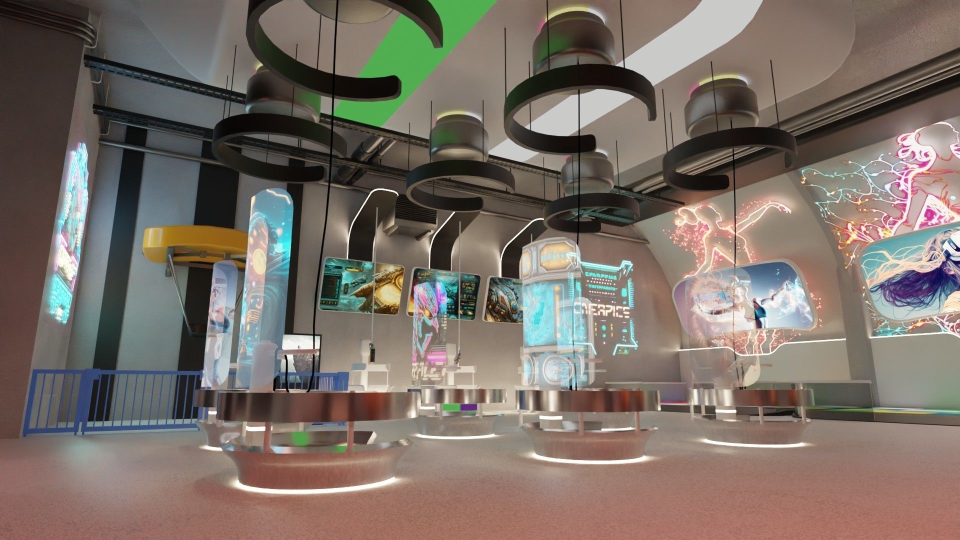 Cyberpunk Arcade Low-poly 3D model_10