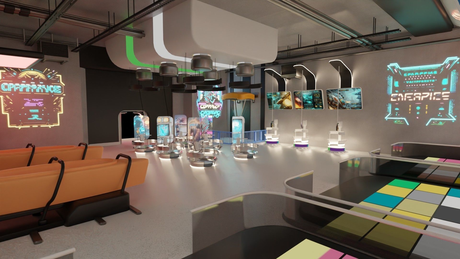 Cyberpunk Arcade Low-poly 3D model_12