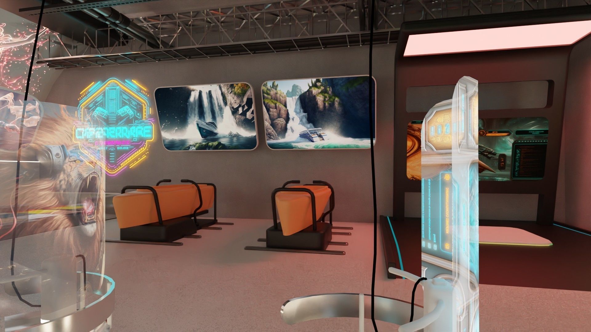 Cyberpunk Arcade Low-poly 3D model_5