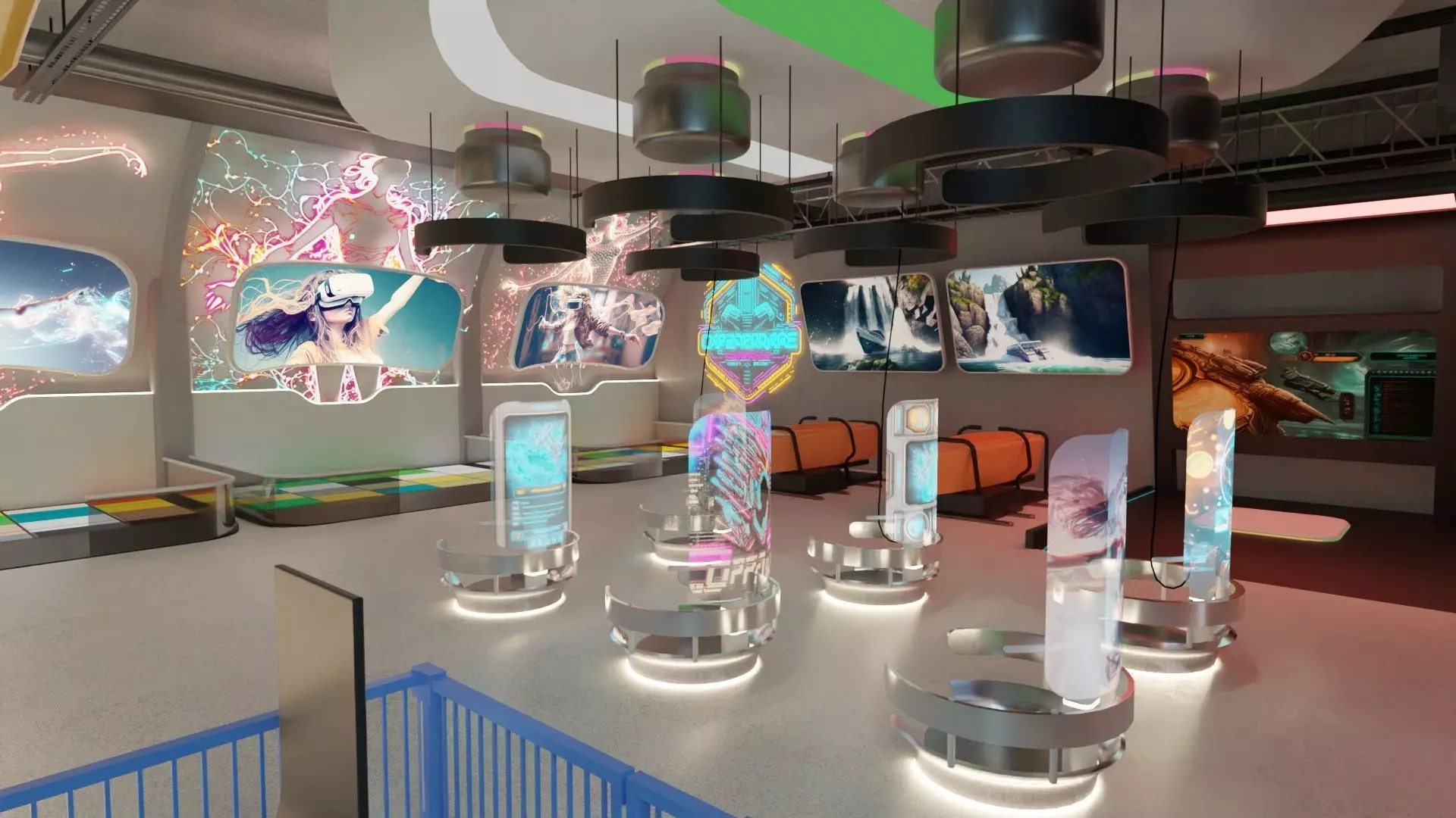 Cyberpunk Arcade Low-poly 3D model_0