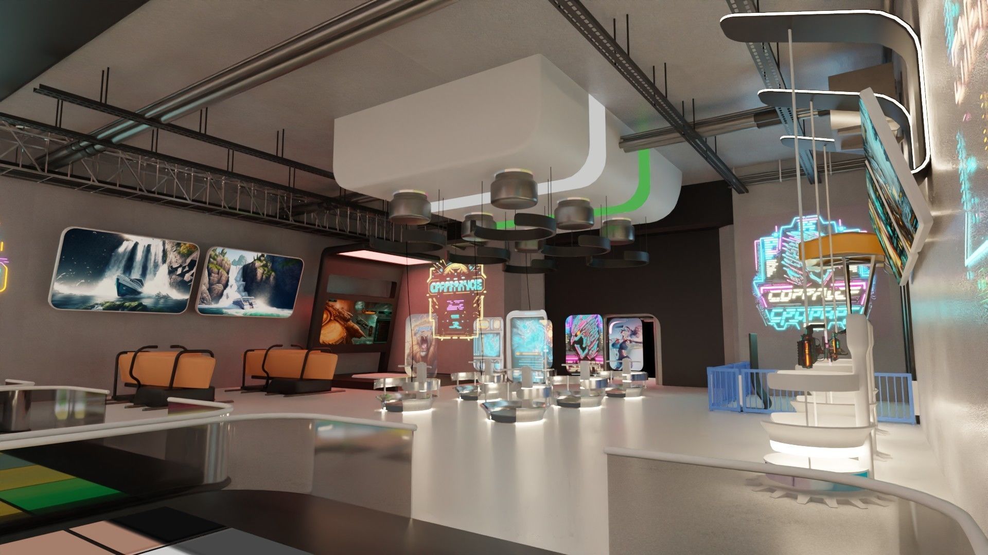 Cyberpunk Arcade Low-poly 3D model_15