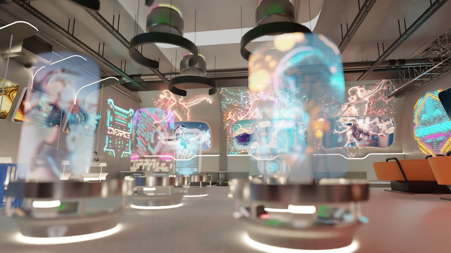 Cyberpunk Arcade Low-poly 3D model_6