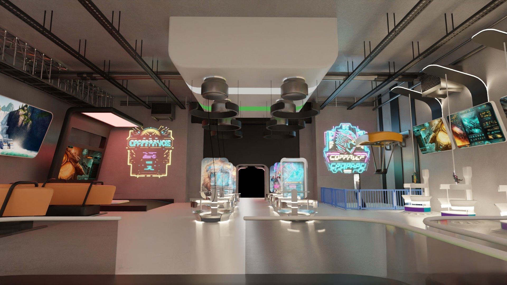 Cyberpunk Arcade Low-poly 3D model_16