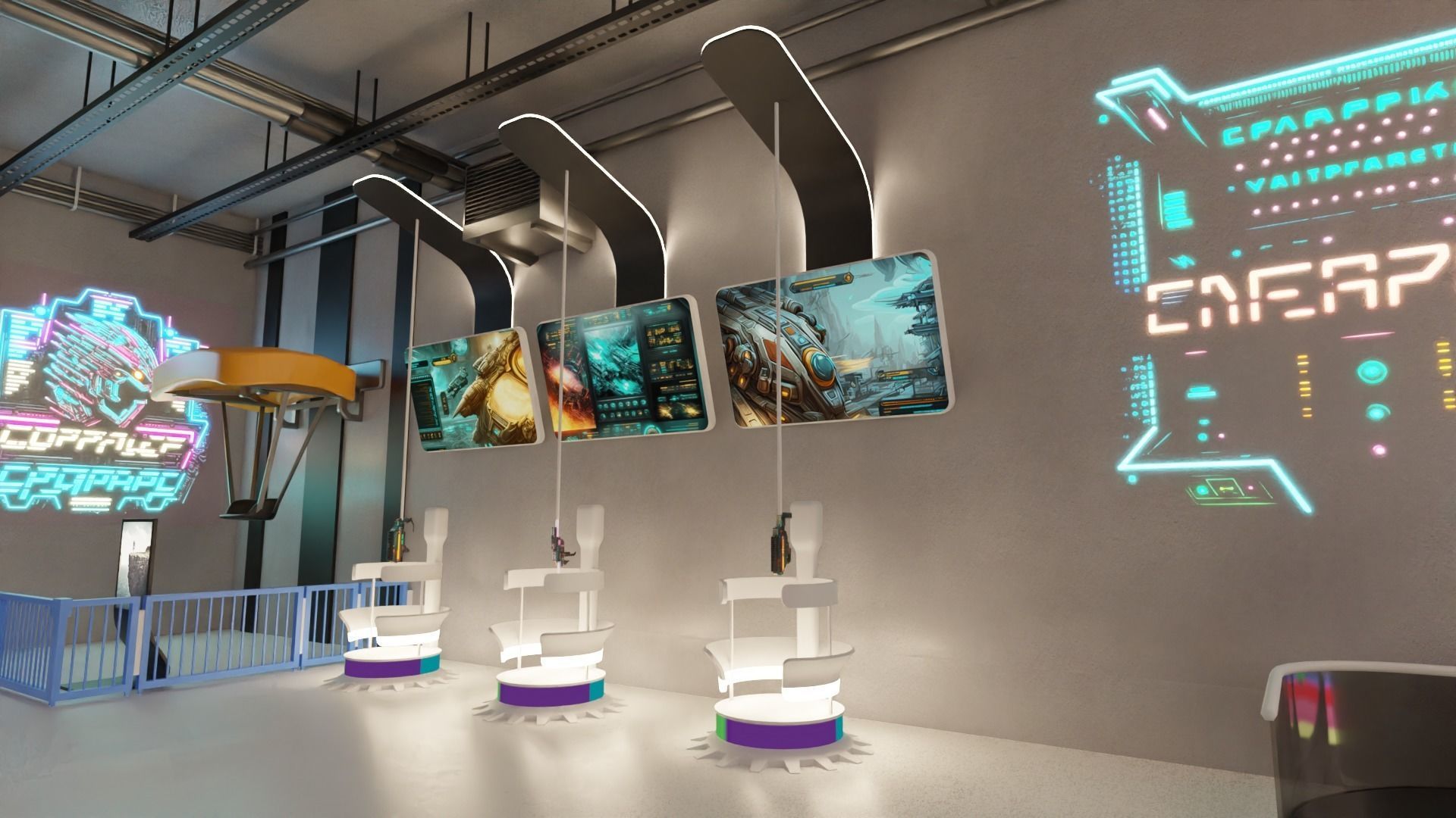 Cyberpunk Arcade Low-poly 3D model_13