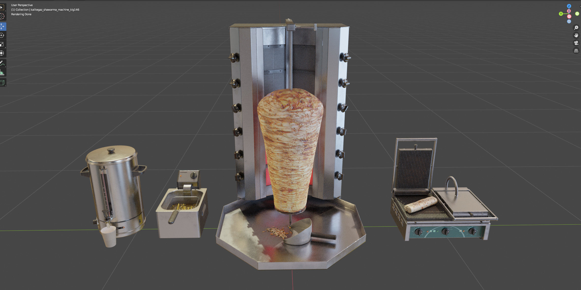 Equipment for Shawarma cafe 3D model_13