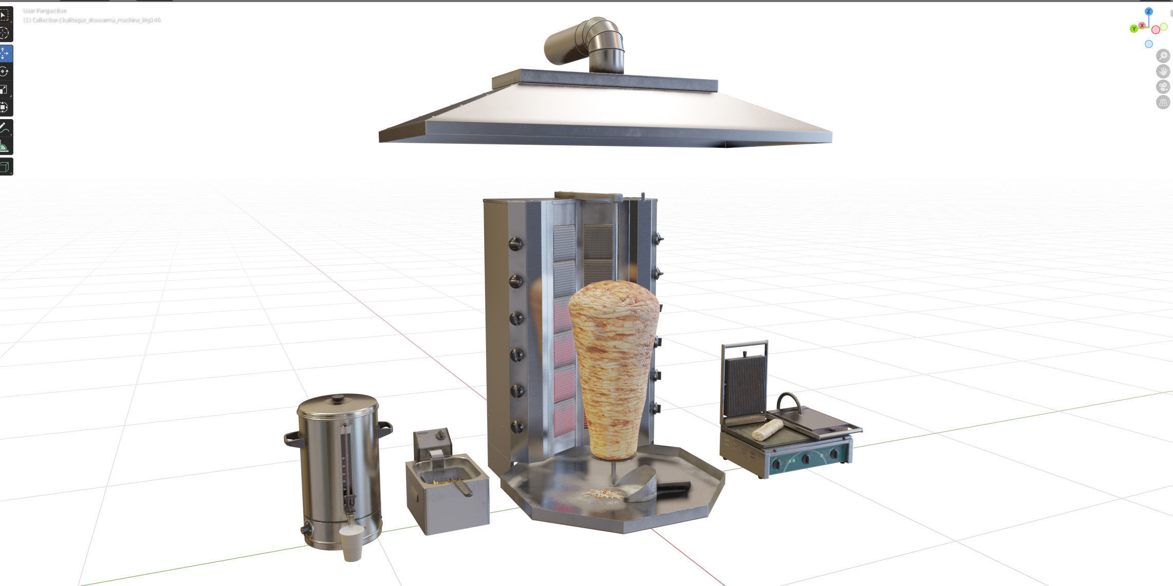Equipment for Shawarma cafe 3D model_14