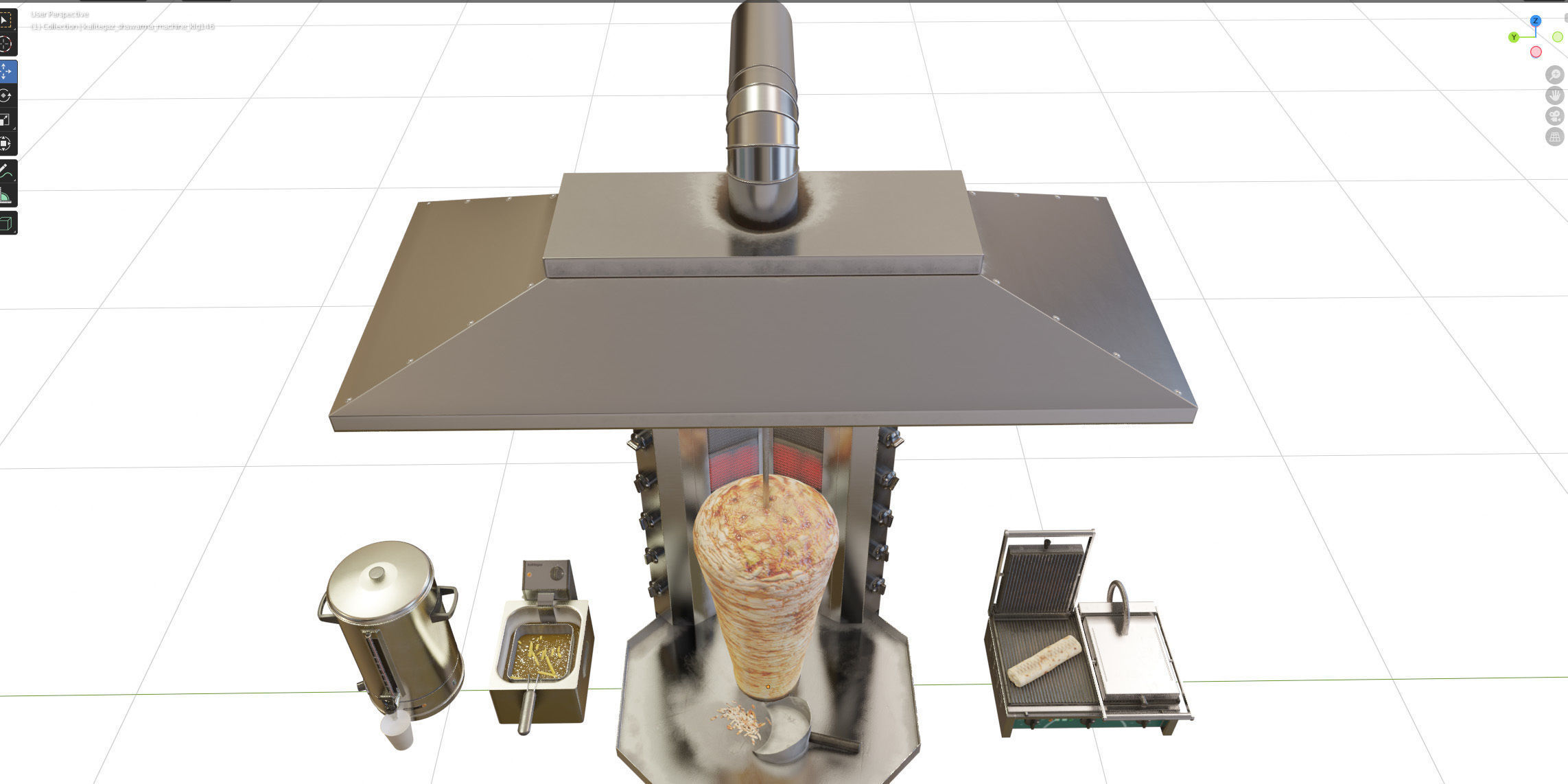 Equipment for Shawarma cafe 3D model_18