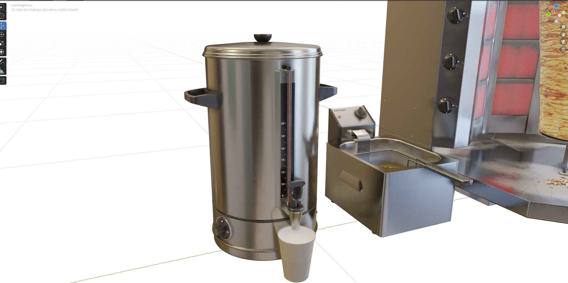 Equipment for Shawarma cafe 3D model_16