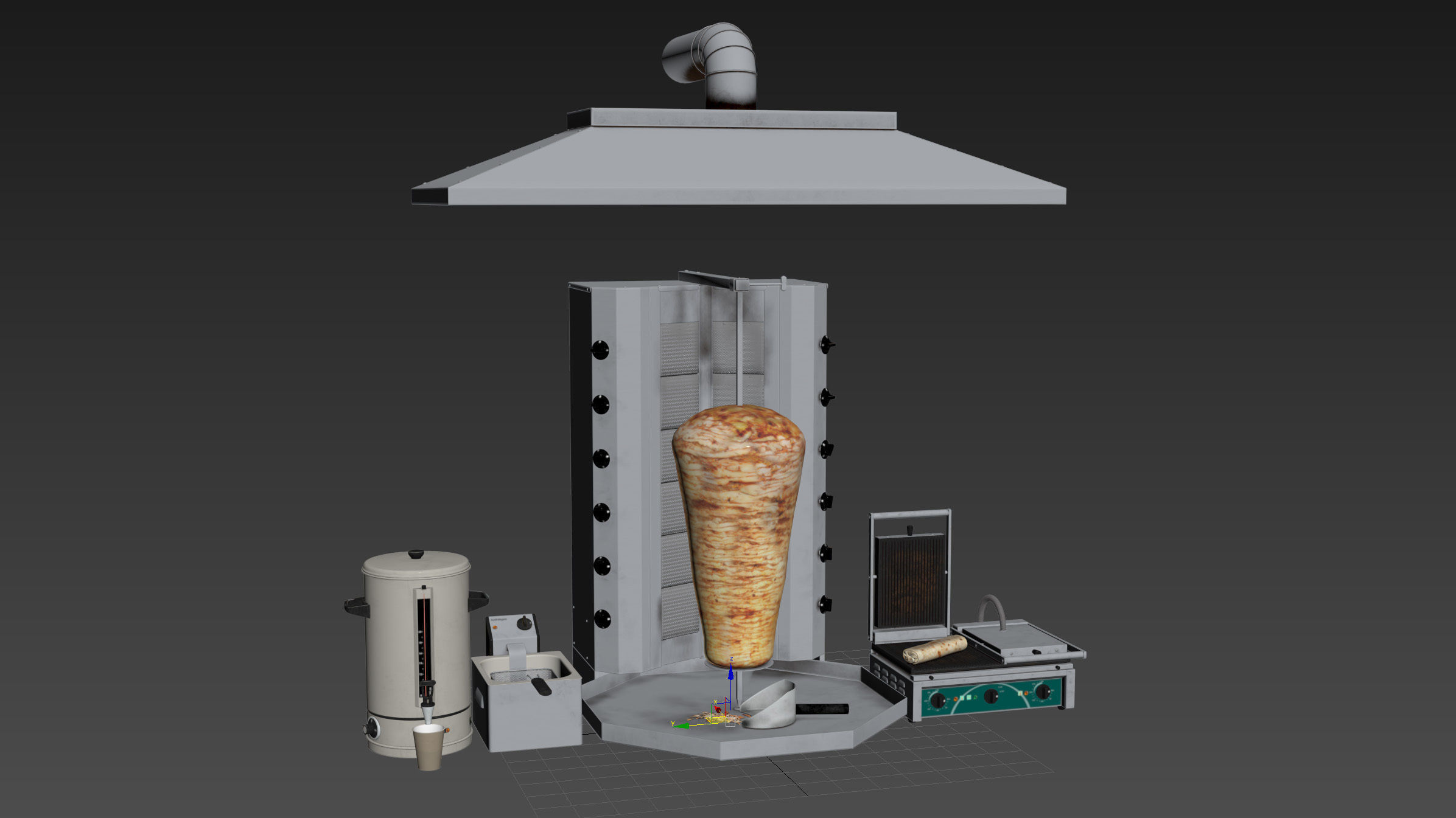 Equipment for Shawarma cafe 3D model_33