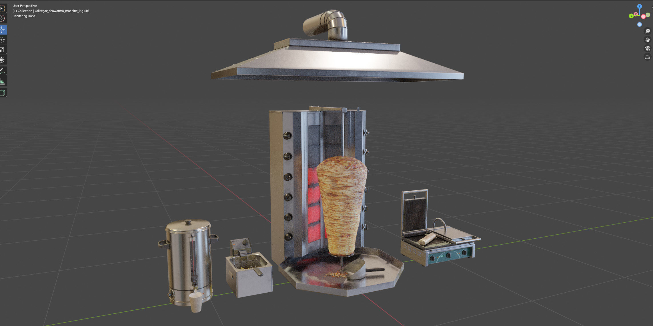 Equipment for Shawarma cafe 3D model_15