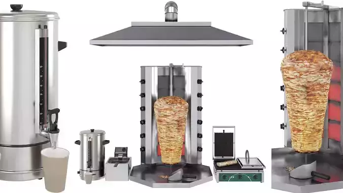 Equipment for Shawarma cafe 3D model