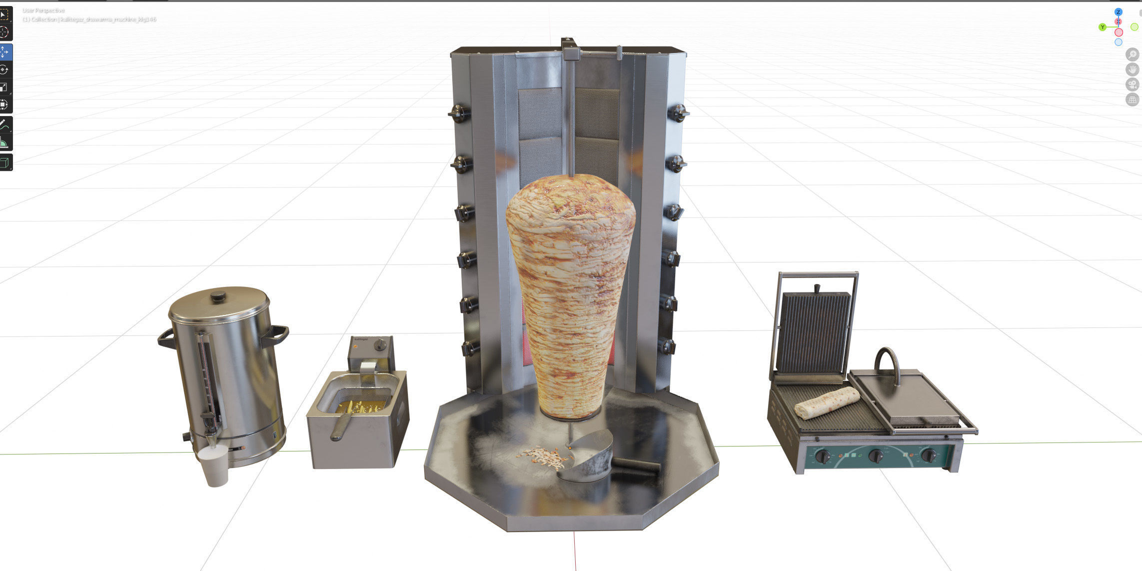 Equipment for Shawarma cafe 3D model_11