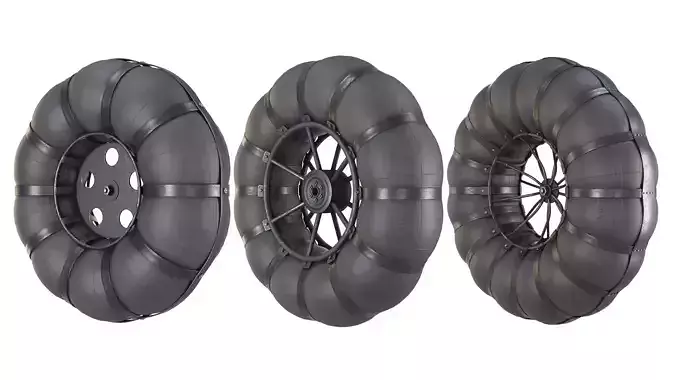 Wheels of an all-terrain vehicle and a swamp 3D model