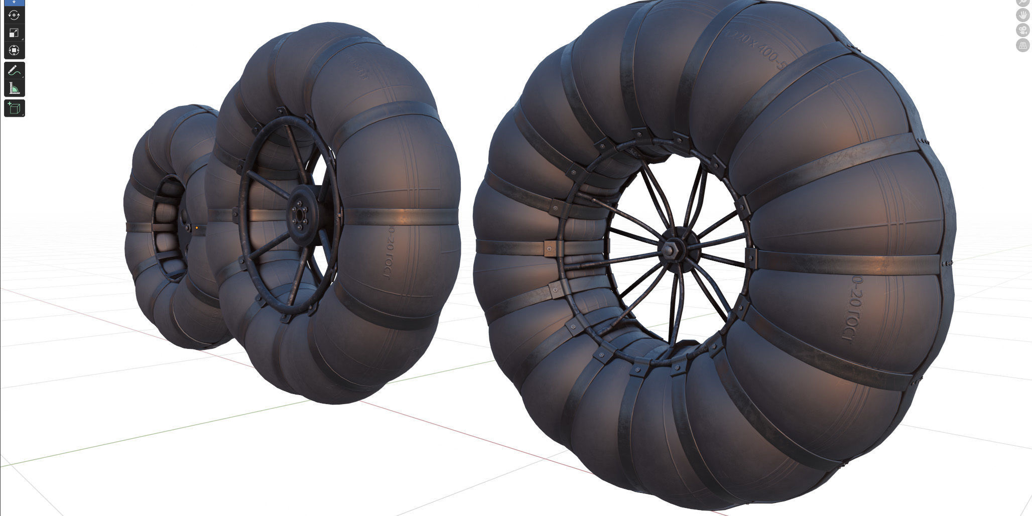 Wheels of an all-terrain vehicle and a swamp 3D model_13