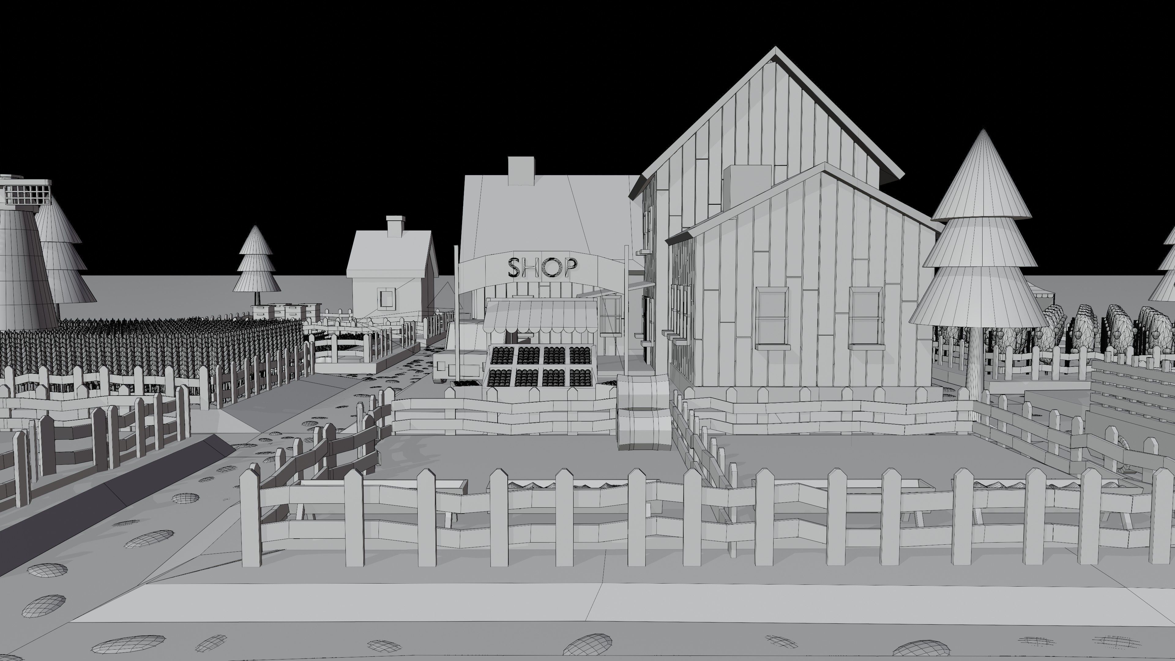 3d isometric lowpoly farmstead Low-poly 3D model_4