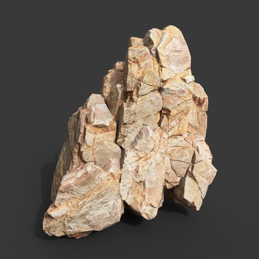 Low Poly Yellow Rock Formation 221219 - Ultra HD 16K Texture Low-poly 3D model_13