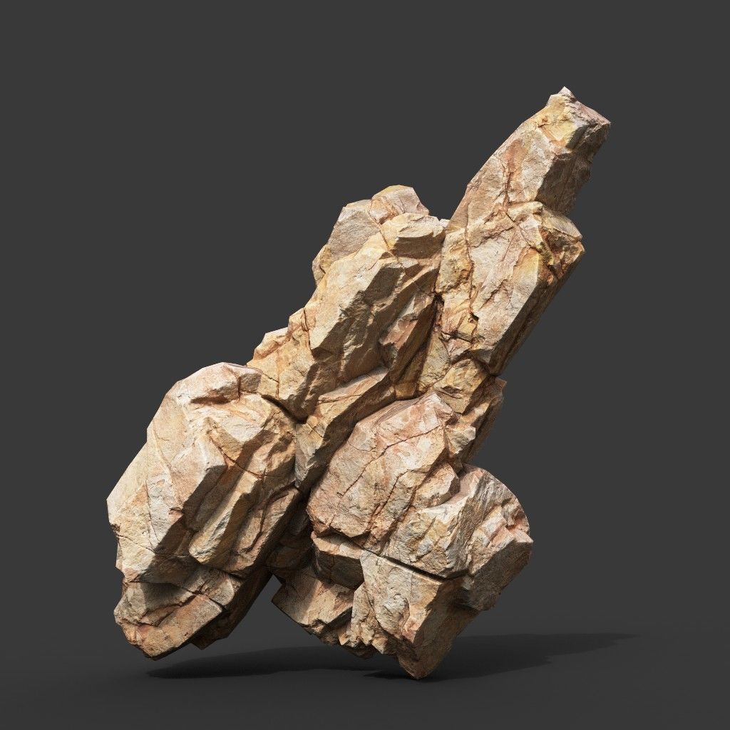 Low Poly Yellow Rock Formation 221219 - Ultra HD 16K Texture Low-poly 3D model_7