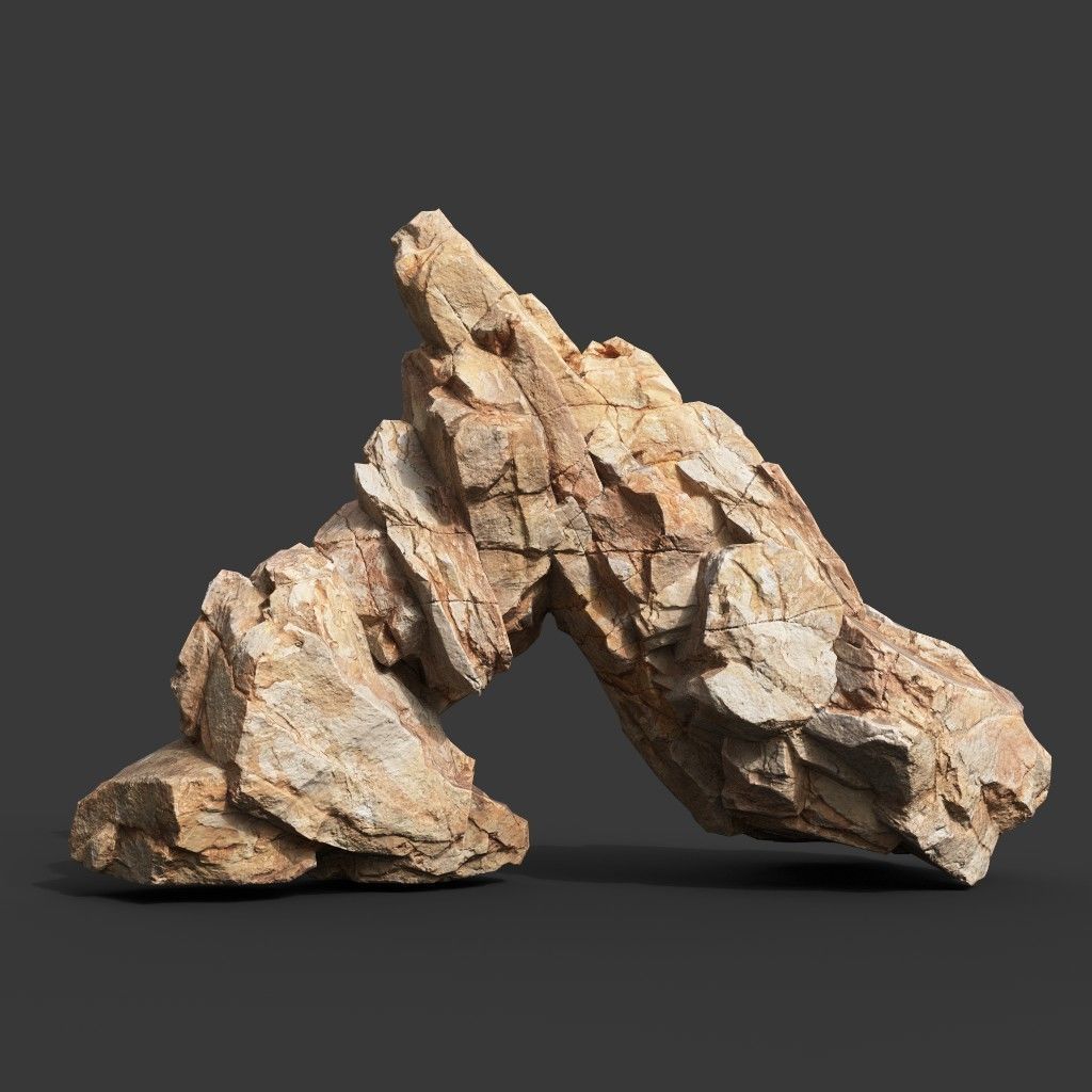 Low Poly Yellow Rock Formation 221219 - Ultra HD 16K Texture Low-poly 3D model_3