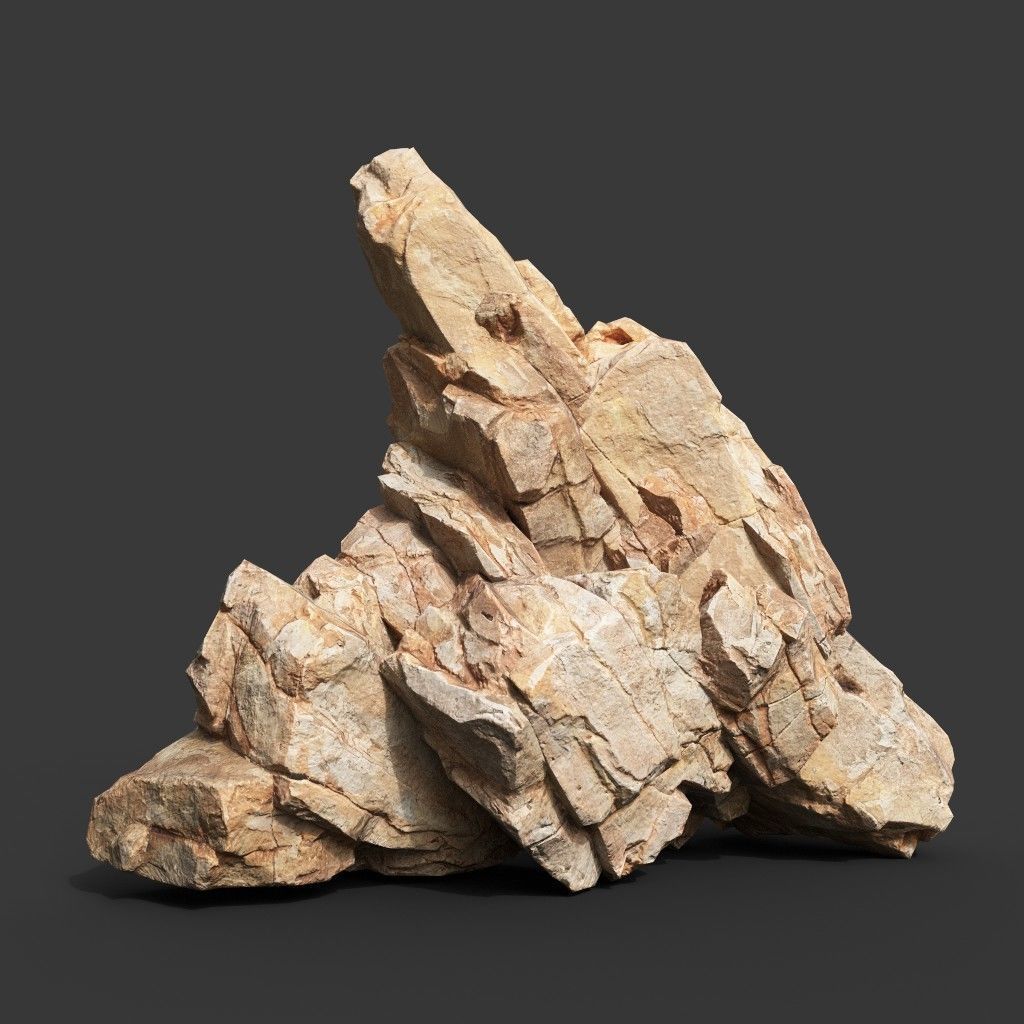 Low Poly Yellow Rock Formation 221219 - Ultra HD 16K Texture Low-poly 3D model_5