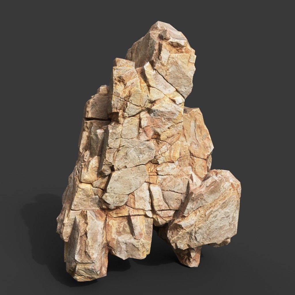 Low Poly Yellow Rock Formation 221219 - Ultra HD 16K Texture Low-poly 3D model_15