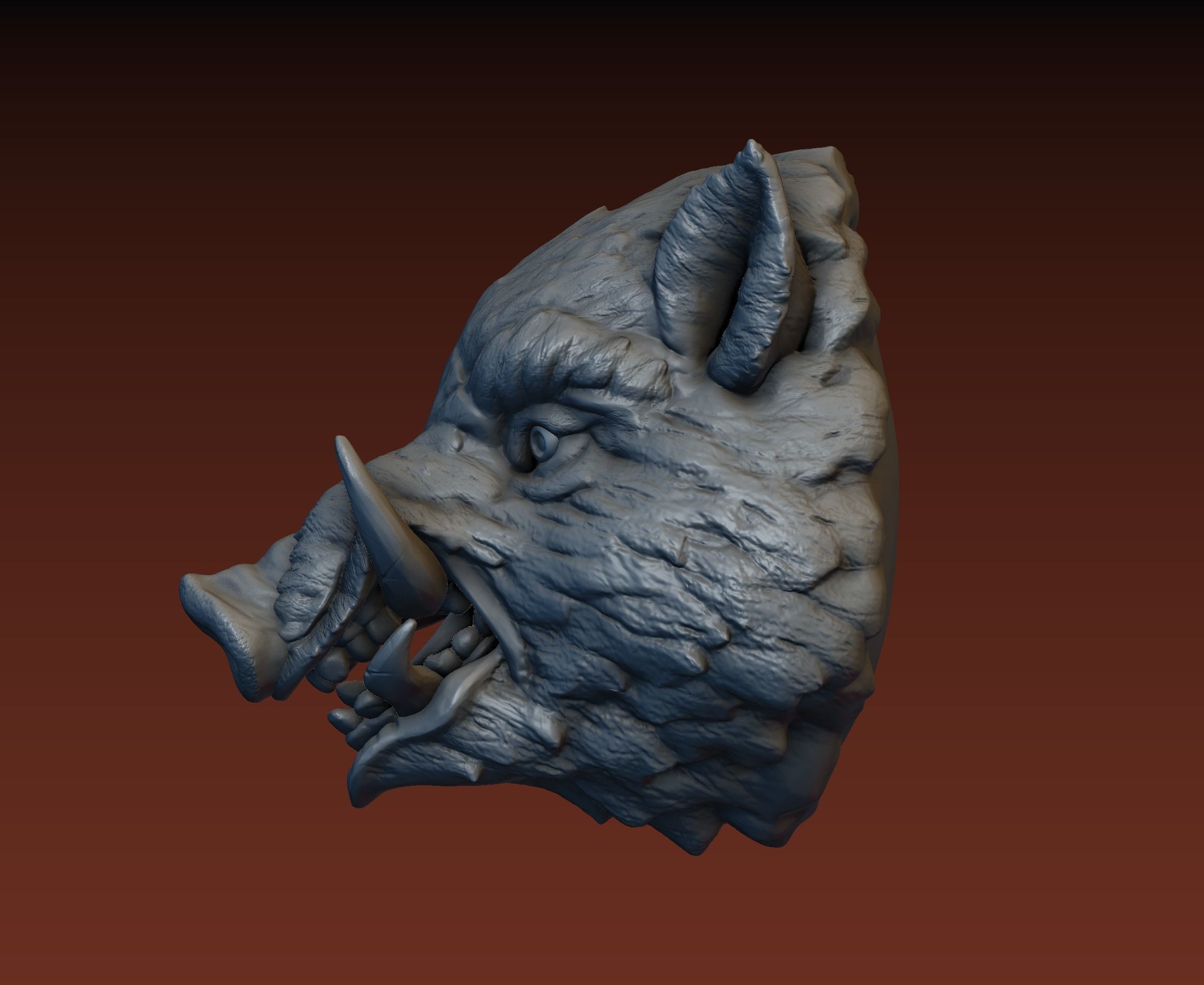 Boar head 3D print model_7