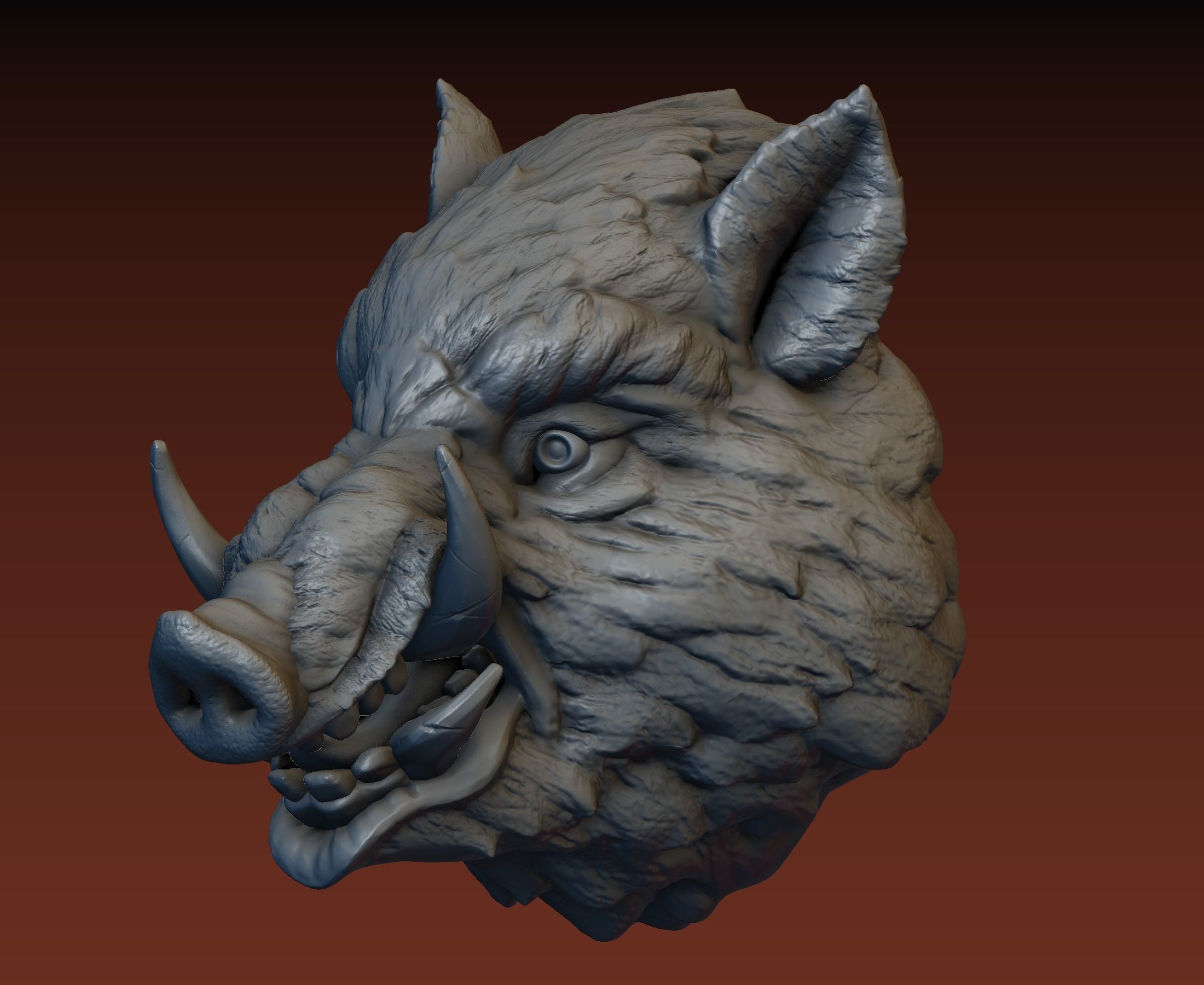 Boar head 3D print model_9