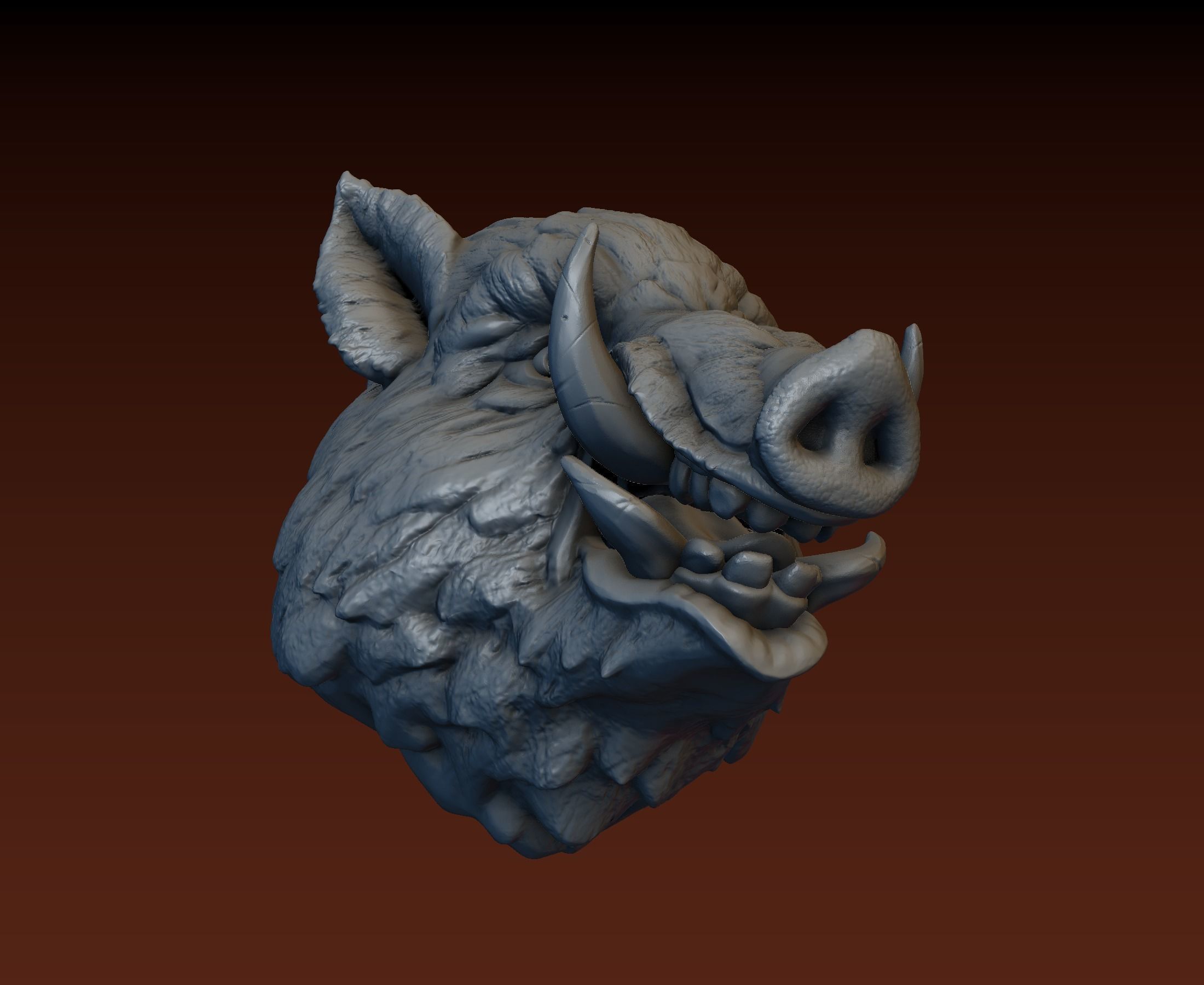 Boar head 3D print model_10