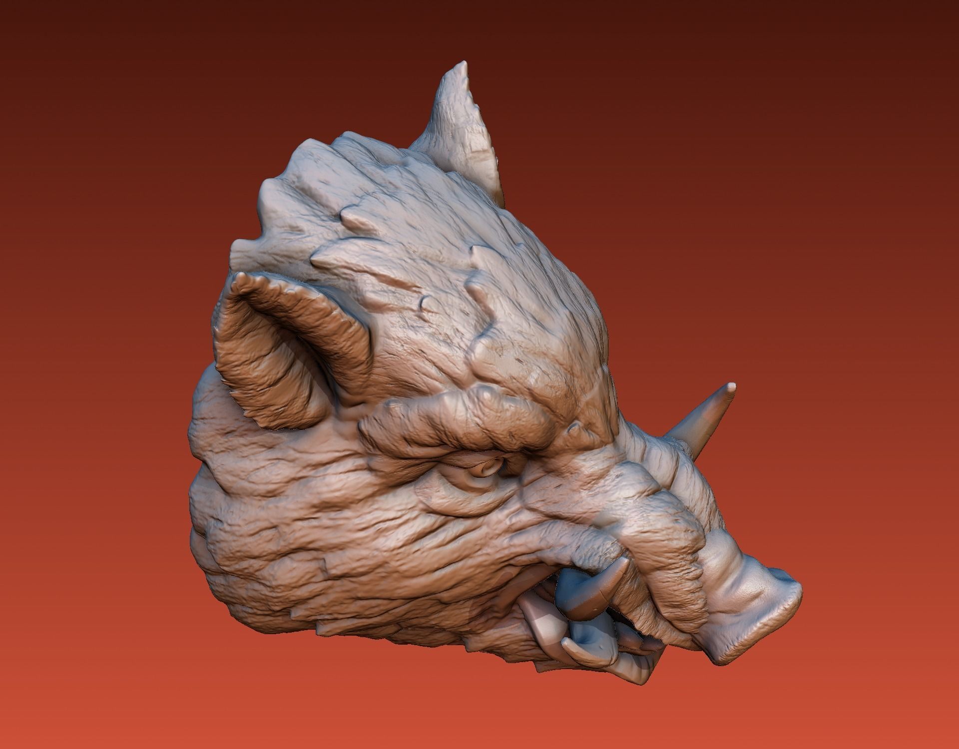 Boar head 3D print model_4