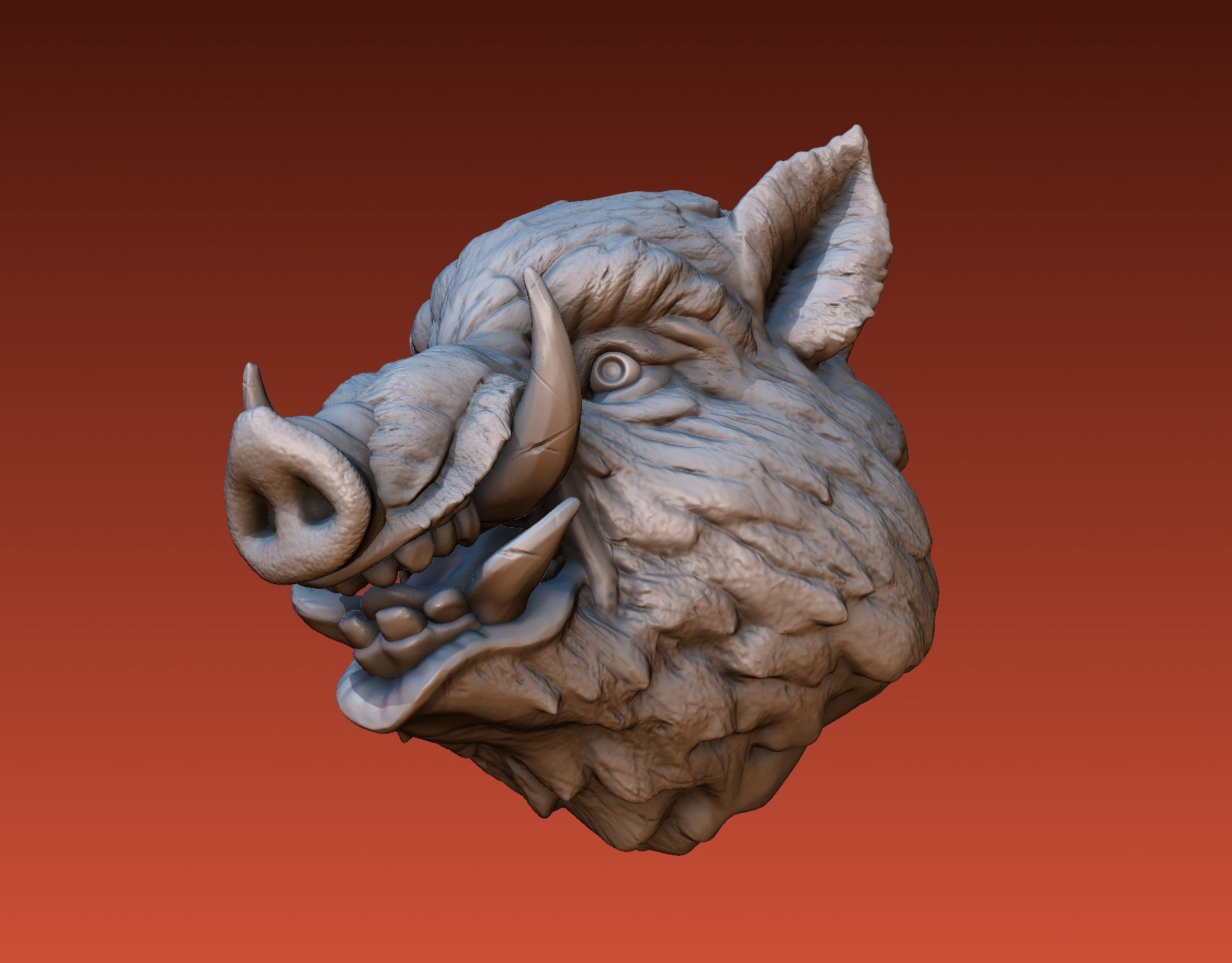 Boar head 3D print model_3