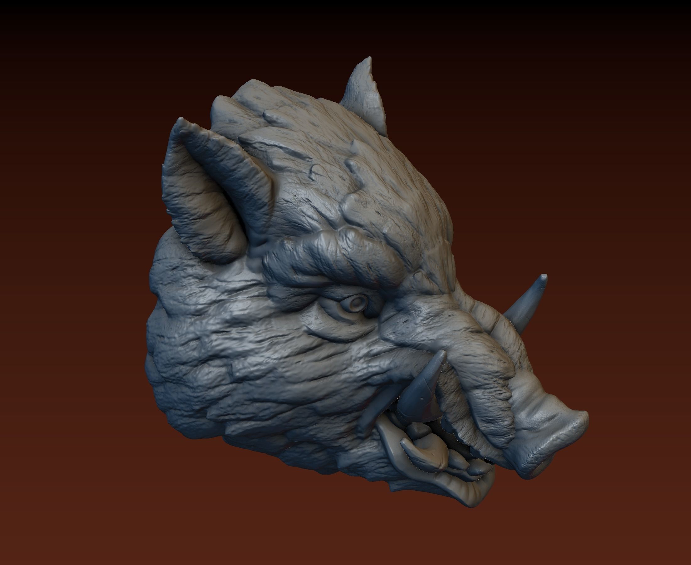 Boar head 3D print model_11