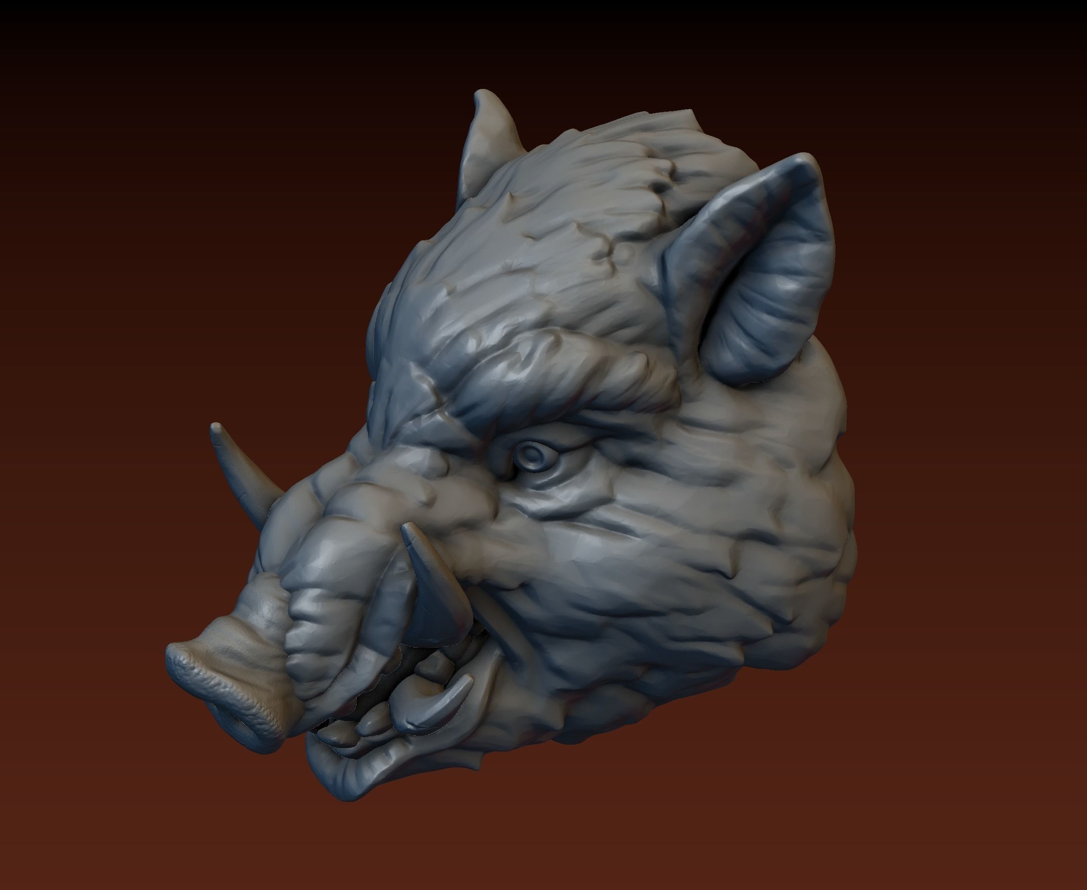 Boar head 3D print model_15