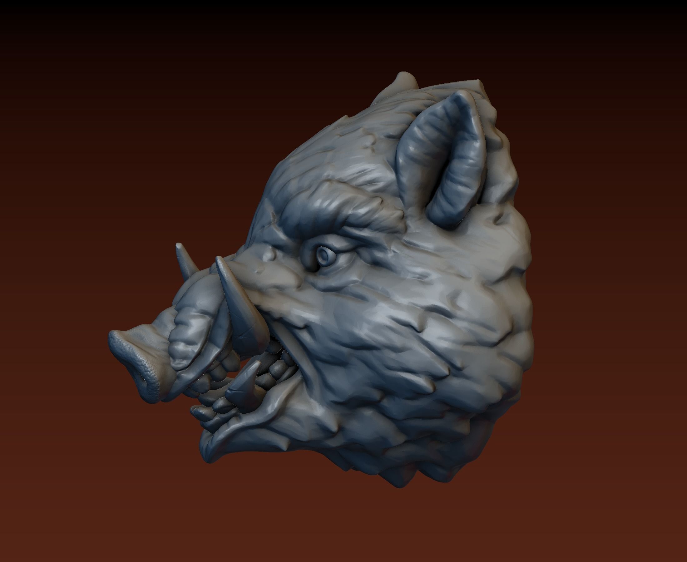 Boar head 3D print model_14