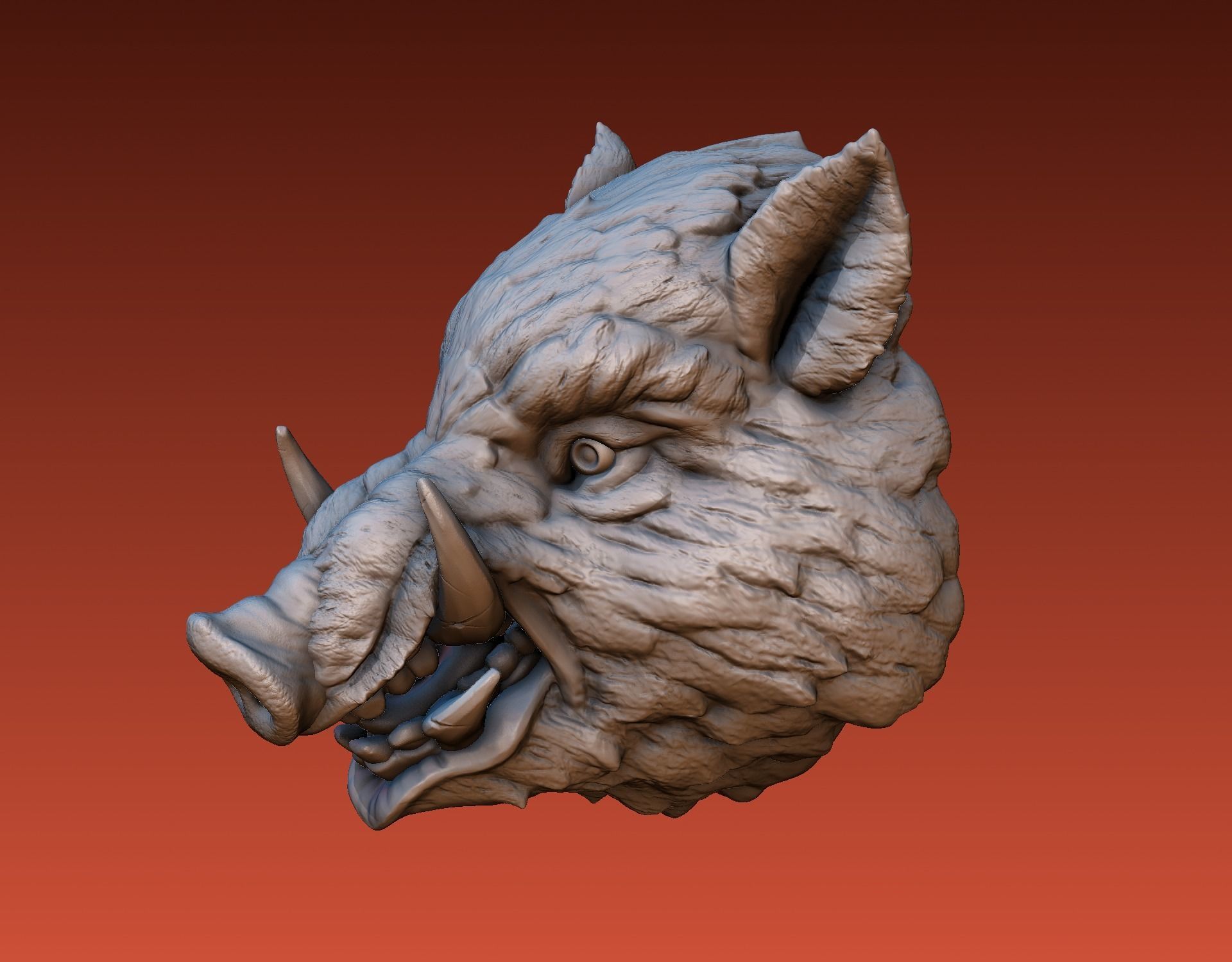 Boar head 3D print model_2