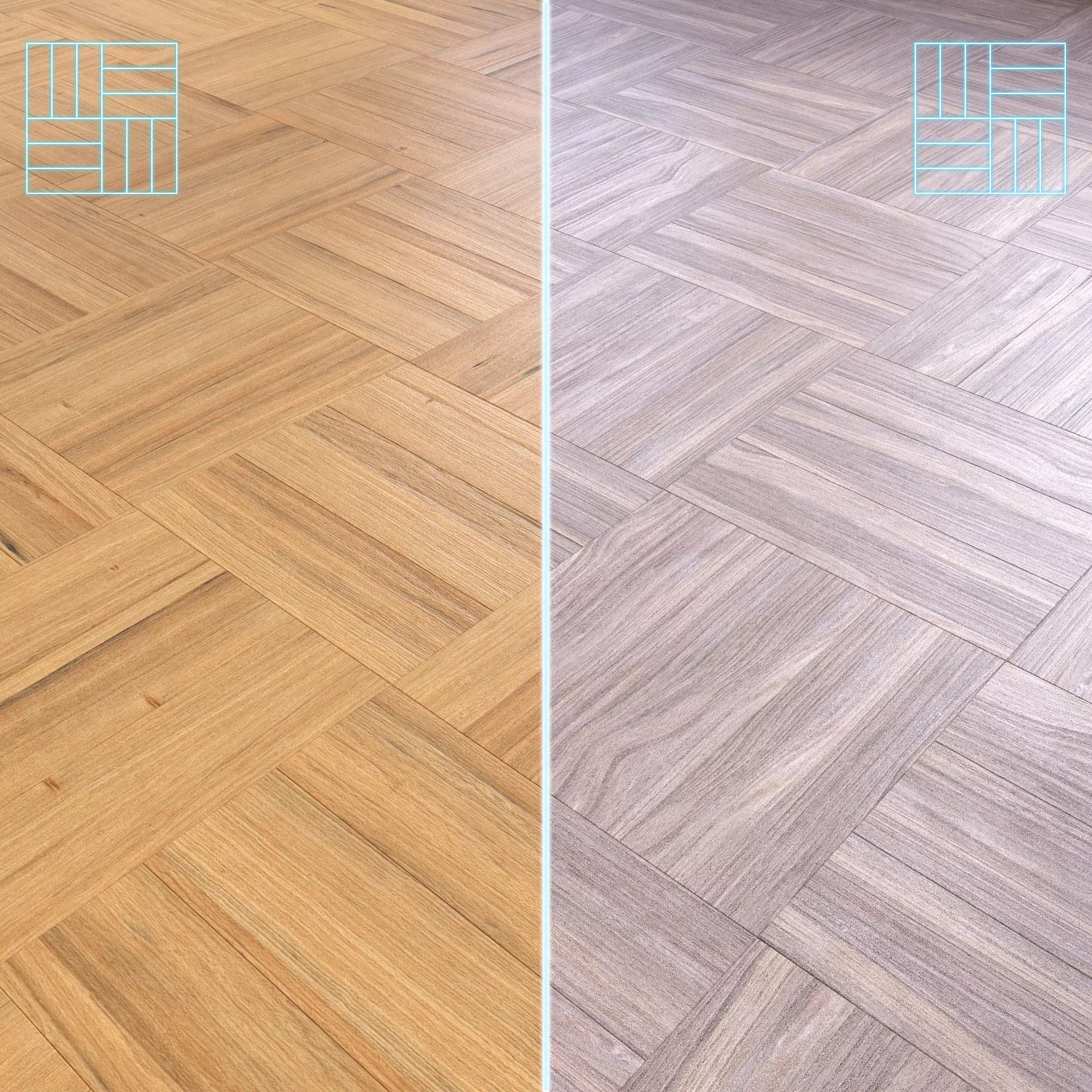 Parquet - Laminate - Wooden floor 2 in 1 Low-poly 3D model_0