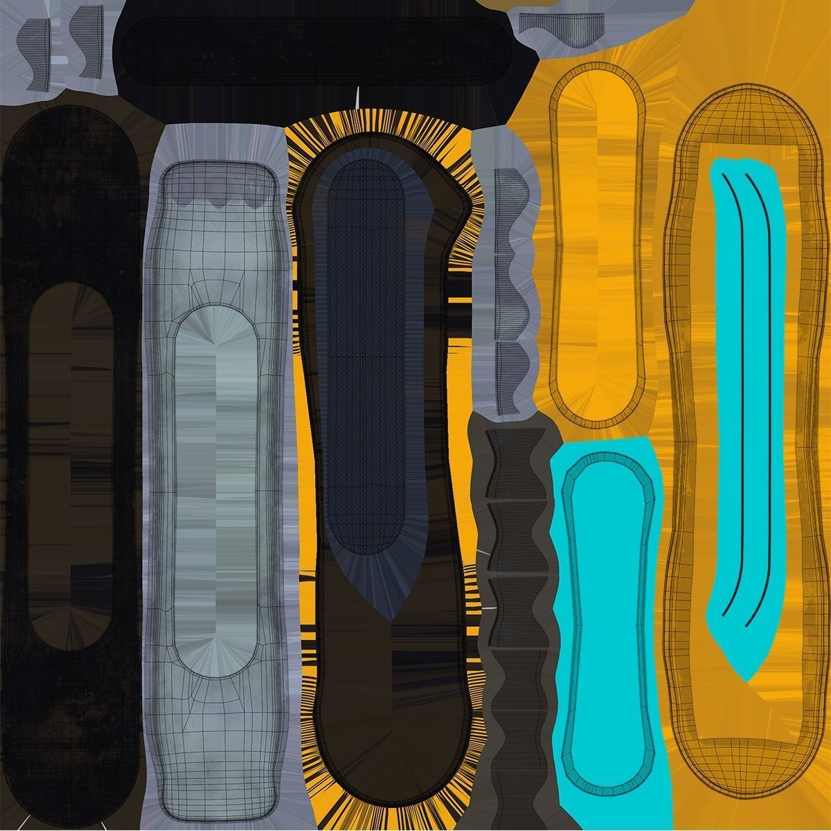 Sic-Fi Emissive Hoverboard 5 All PBR Unity UE Textures Included Low-poly 3D model_22