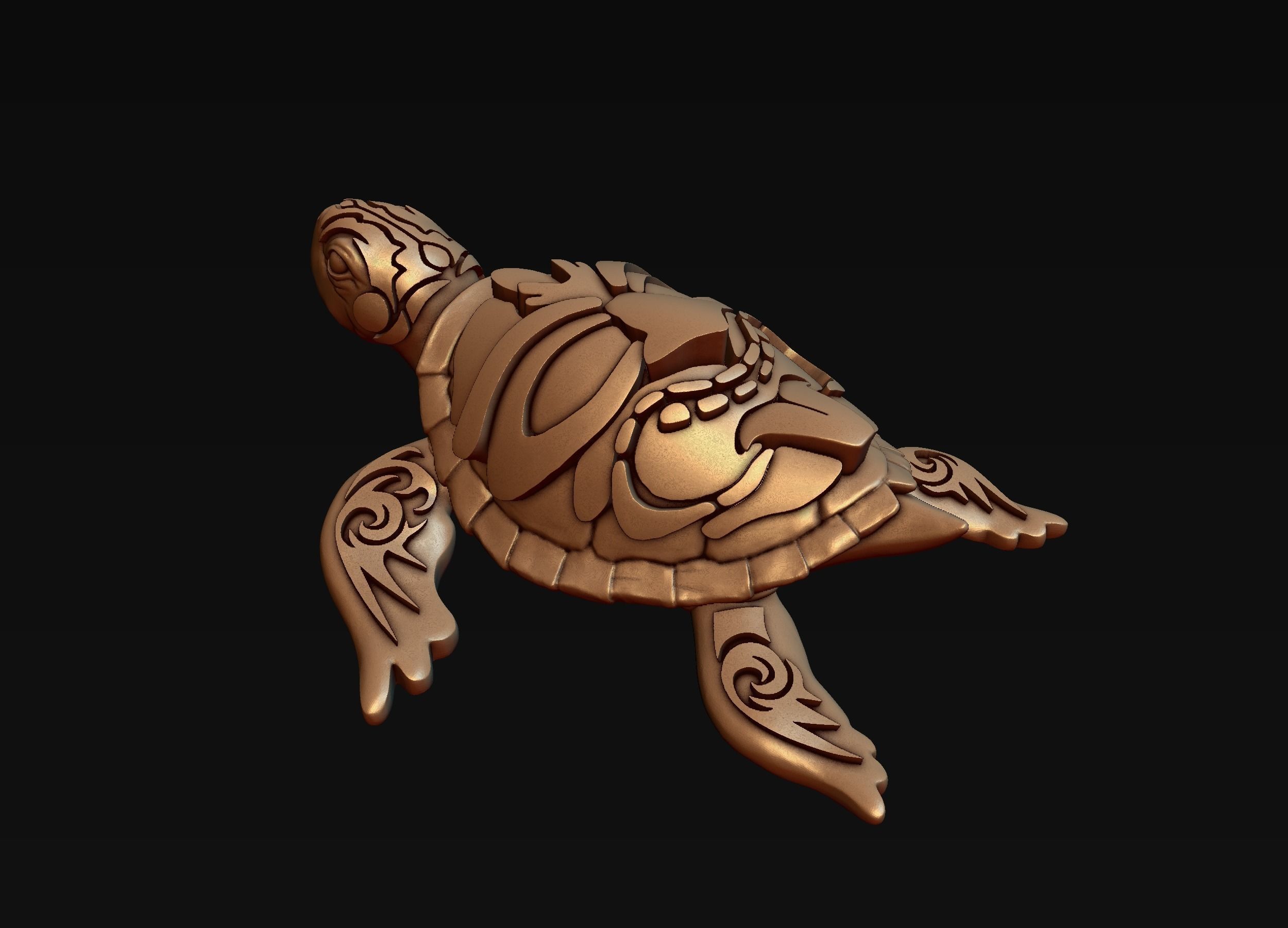 Turtle with Tiki Mask Ornament 3D print model_3