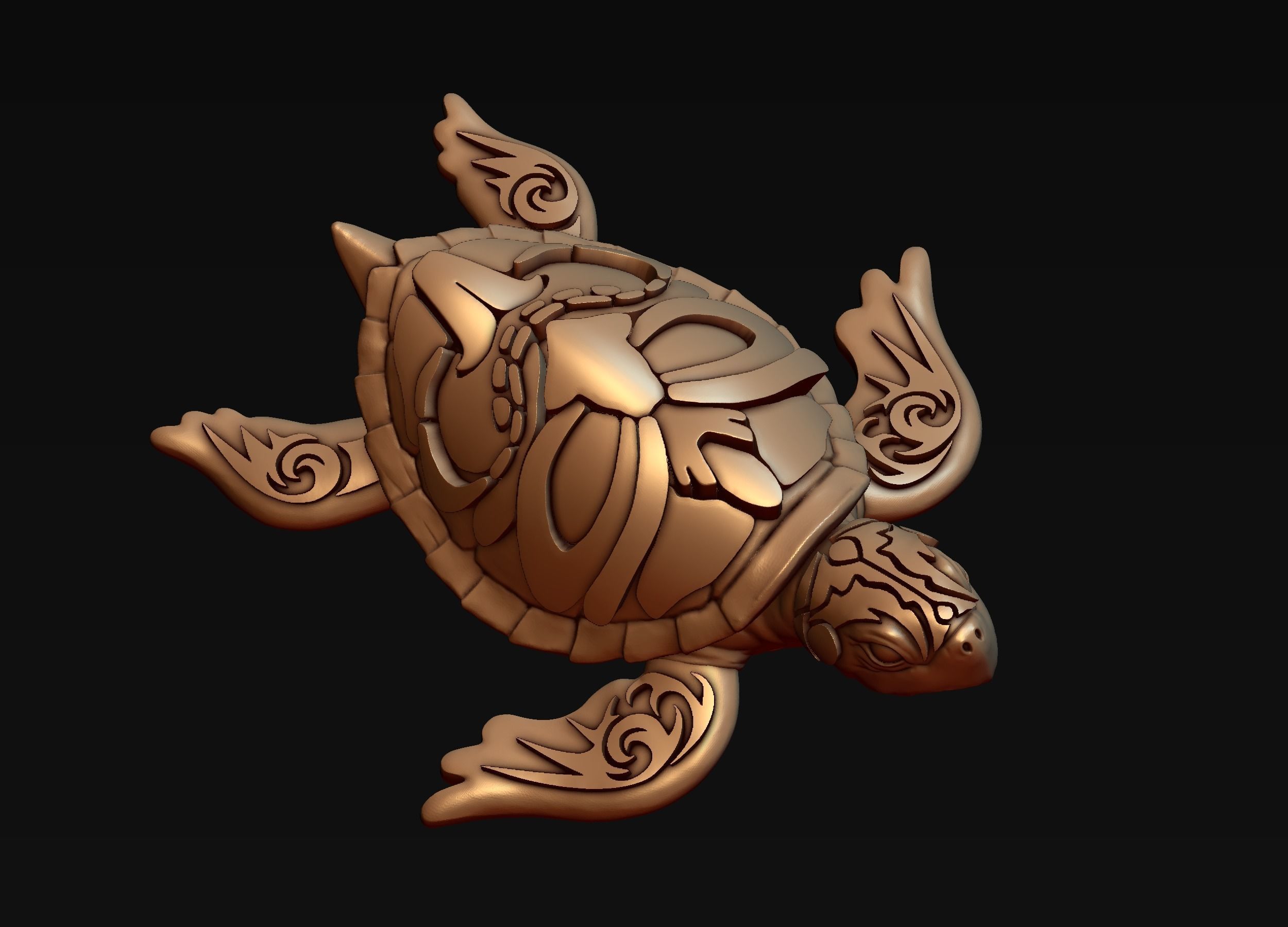 Turtle with Tiki Mask Ornament 3D print model_10
