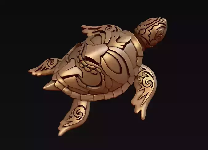 Turtle with Tiki Mask Ornament 3D print model