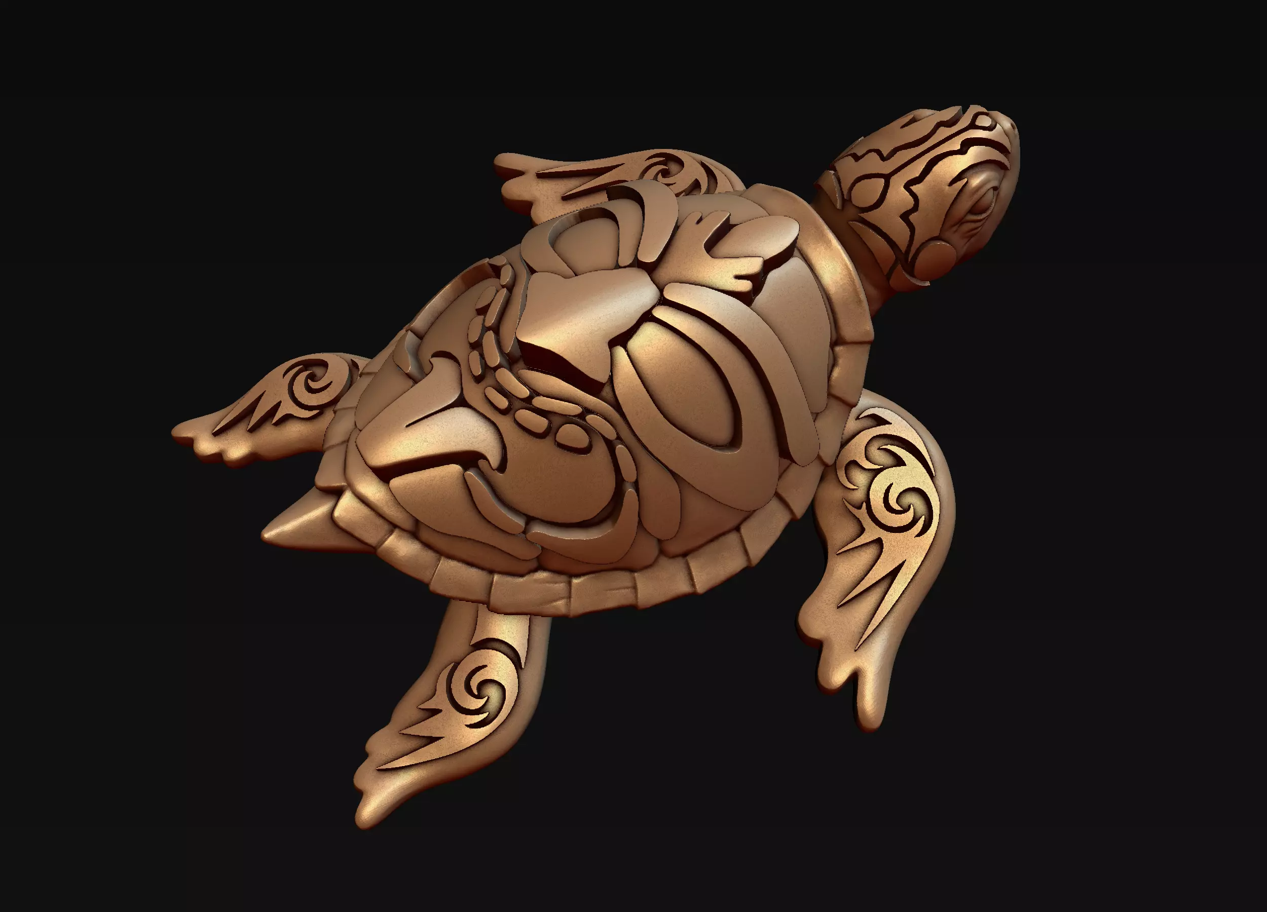 Turtle with Tiki Mask Ornament 3D print model_0