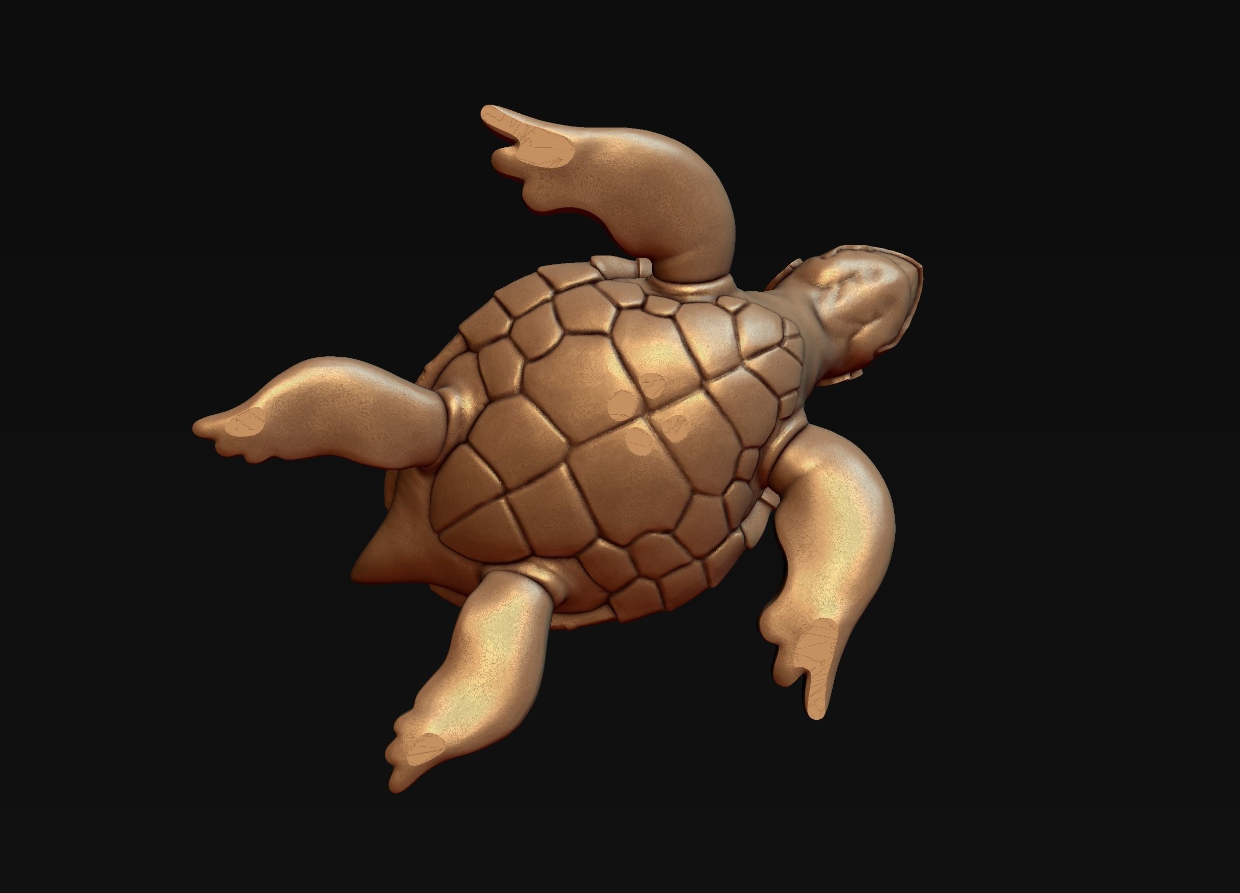 Turtle with Tiki Mask Ornament 3D print model_7
