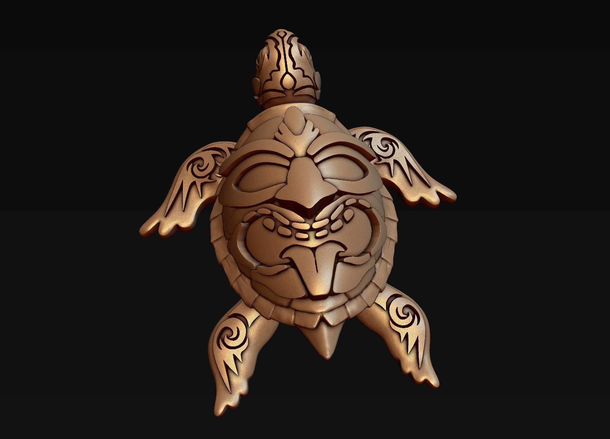 Turtle with Tiki Mask Ornament 3D print model_2
