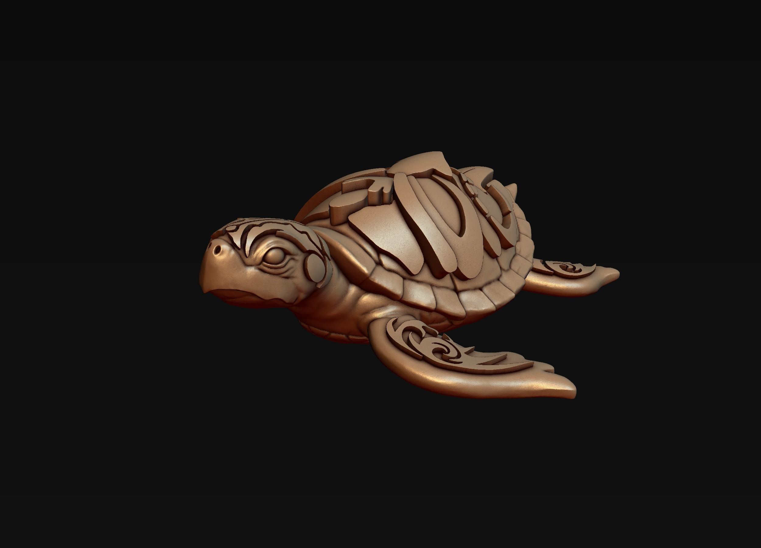 Turtle with Tiki Mask Ornament 3D print model_5