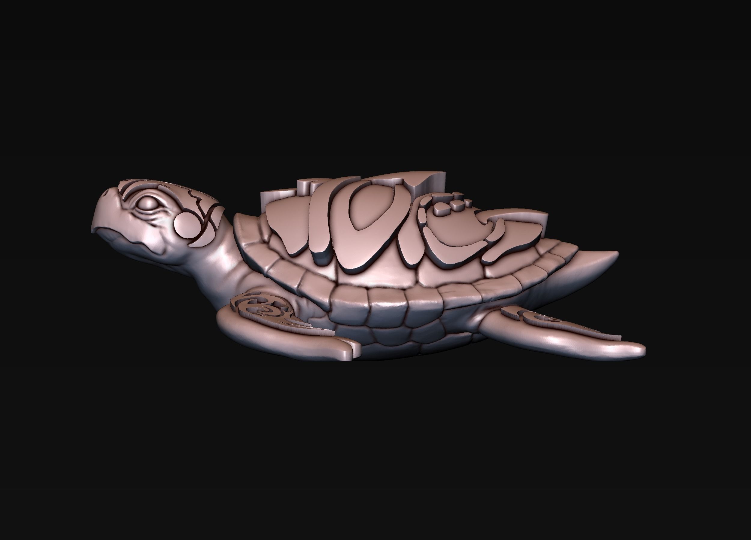 Turtle with Tiki Mask Ornament 3D print model_15