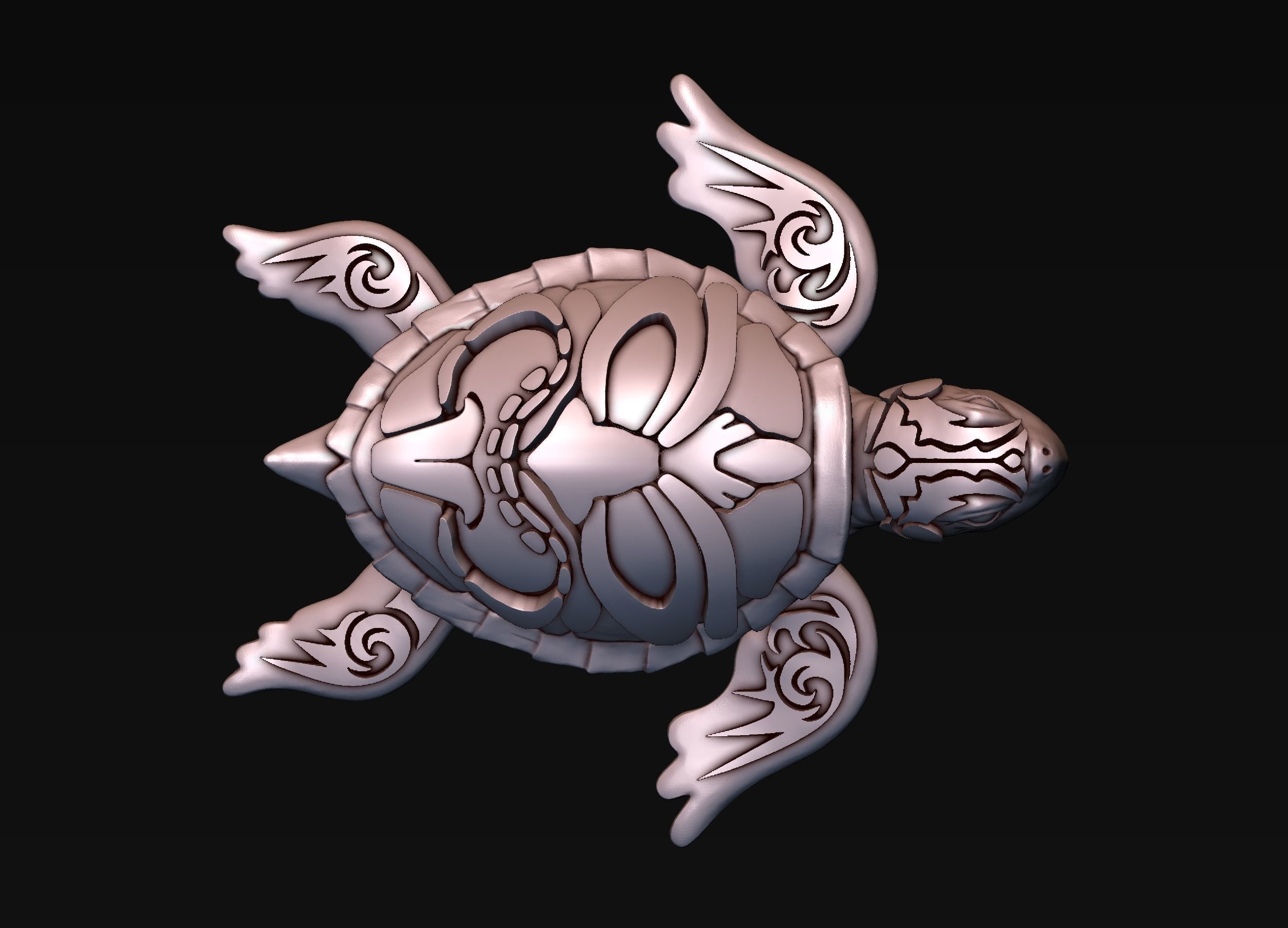 Turtle with Tiki Mask Ornament 3D print model_16