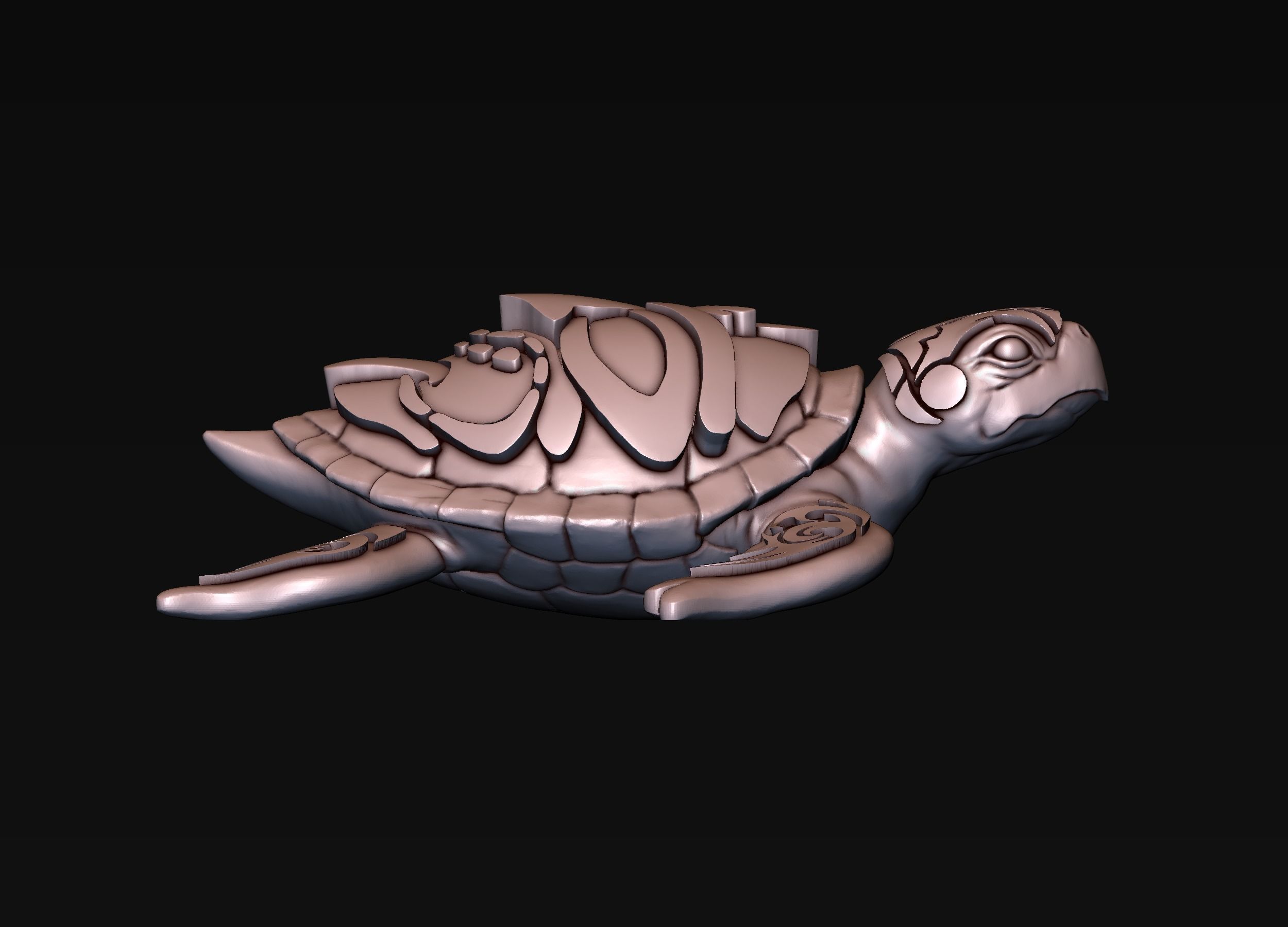 Turtle with Tiki Mask Ornament 3D print model_13