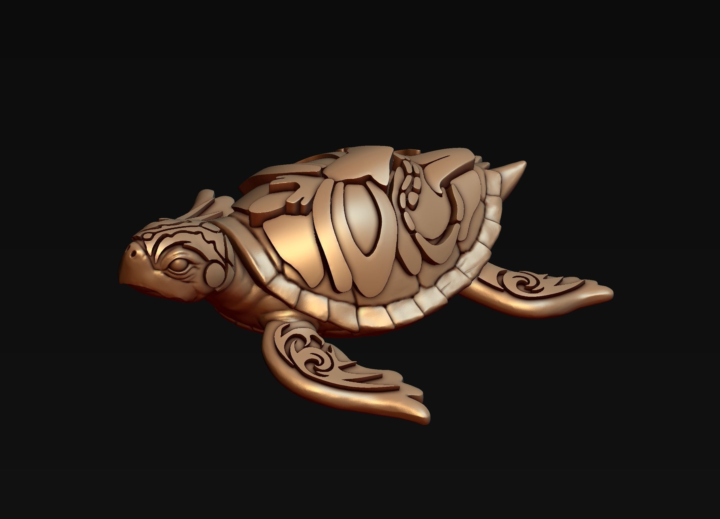 Turtle with Tiki Mask Ornament 3D print model_9